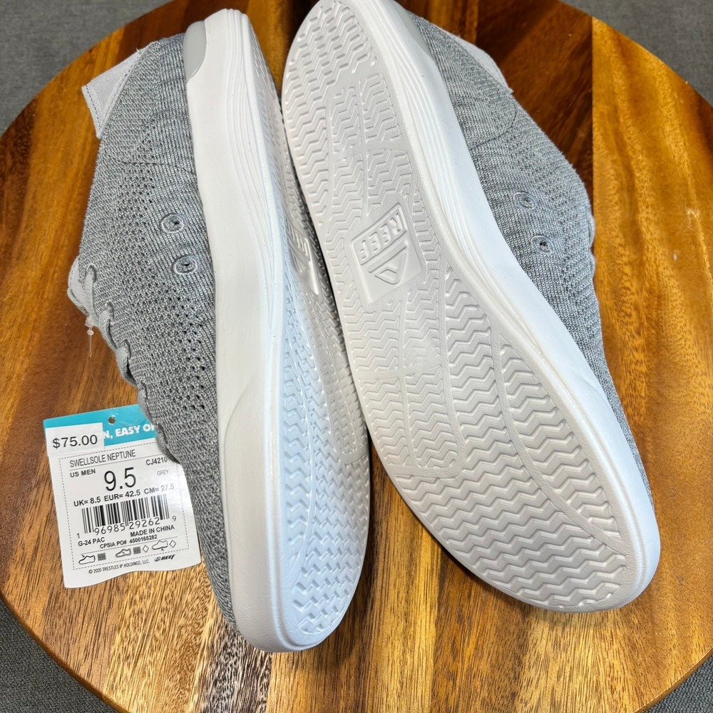 REEF Swellsole Neptune Grey Knit Casual Sneakers, mens 9.5 - Picture 3 of 8